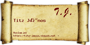 Titz János névjegykártya